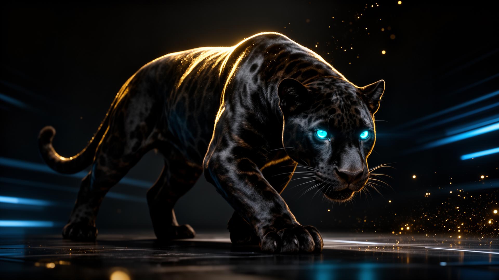 Prowling black jaguar
